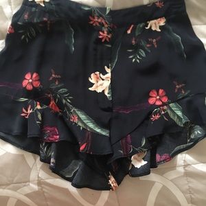 Zara Floral Black Shorts